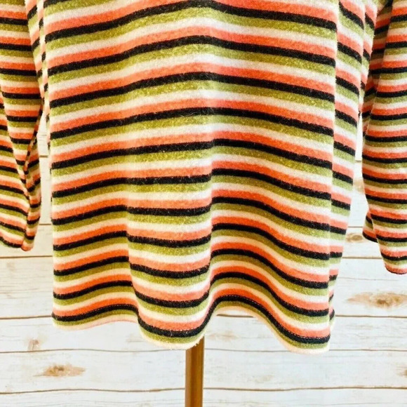 POOF NEW YORK Women 3/4 Sleeve Hoodie Pullover Striped Casual Top Size Medium - Picture 7 of 11